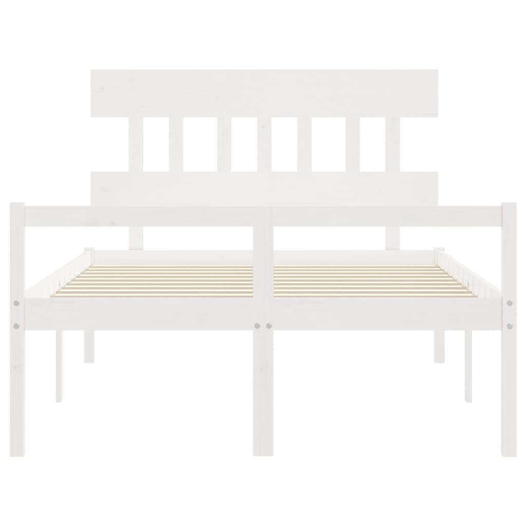 Estrutura de cama com cabeceira 140x190cm madeira maciça branco