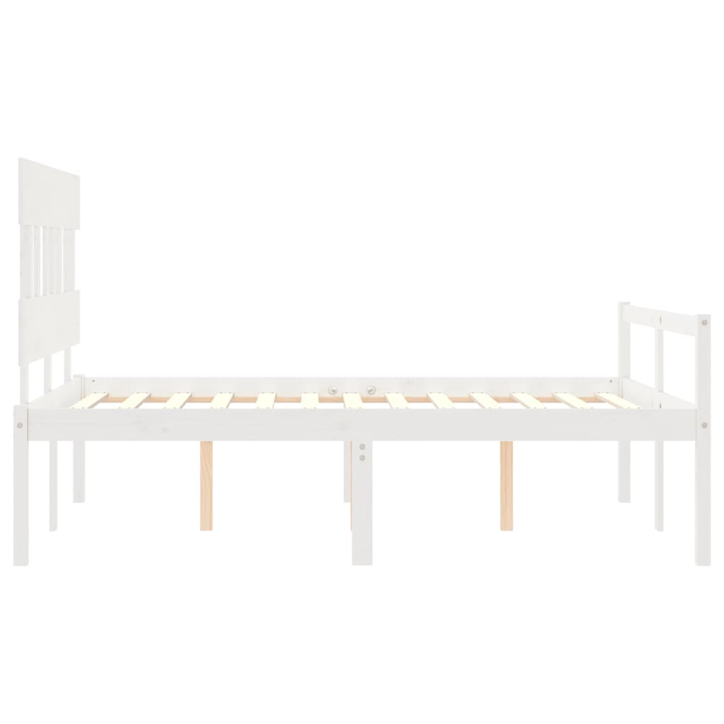 Estrutura de cama com cabeceira 140x190cm madeira maciça branco