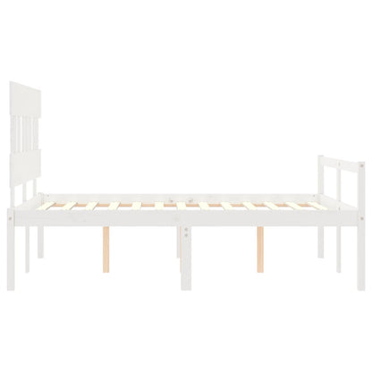 Estrutura de cama com cabeceira 140x190cm madeira maciça branco