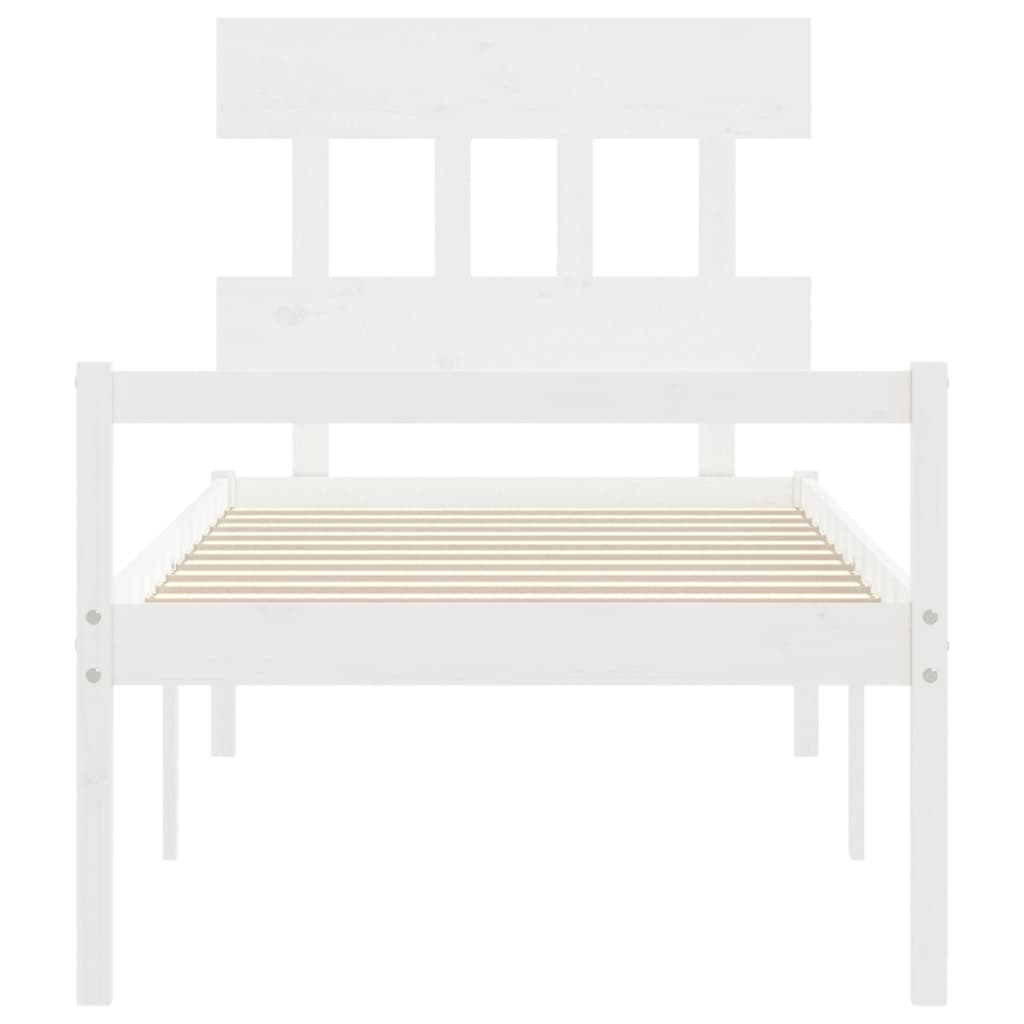 Cama para idosos com cabeceira 100x200 cm madeira maciça branco