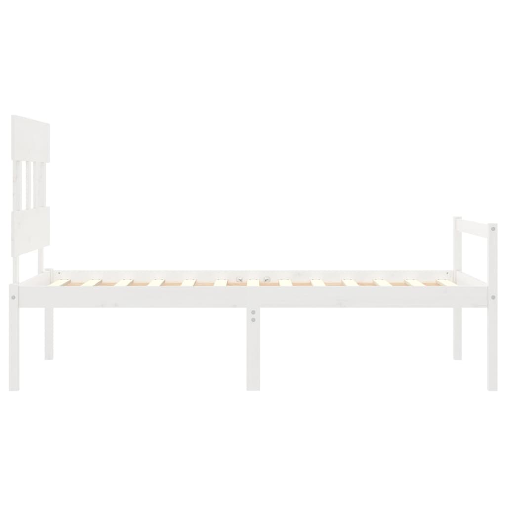 Cama para idosos com cabeceira 100x200 cm madeira maciça branco