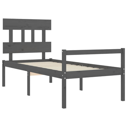 Estrutura de cama com cabeceira 100x200cm madeira maciça preto