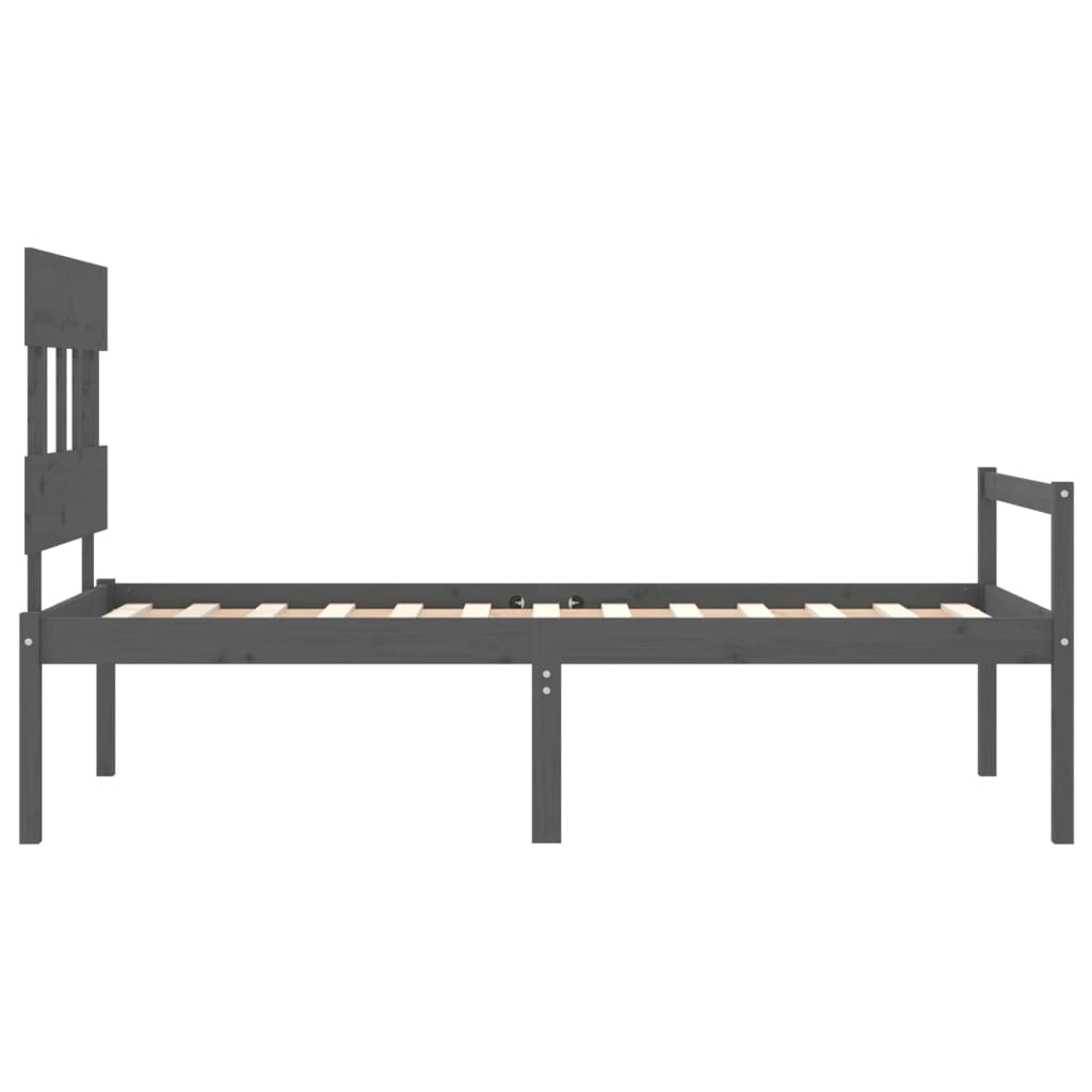 Estrutura de cama com cabeceira 100x200cm madeira maciça preto