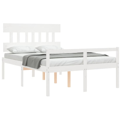 Estrutura de cama com cabeceira 120x200cm madeira maciça branco