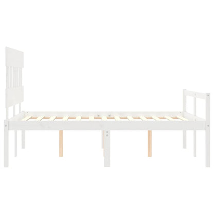 Estrutura de cama com cabeceira 120x200cm madeira maciça branco