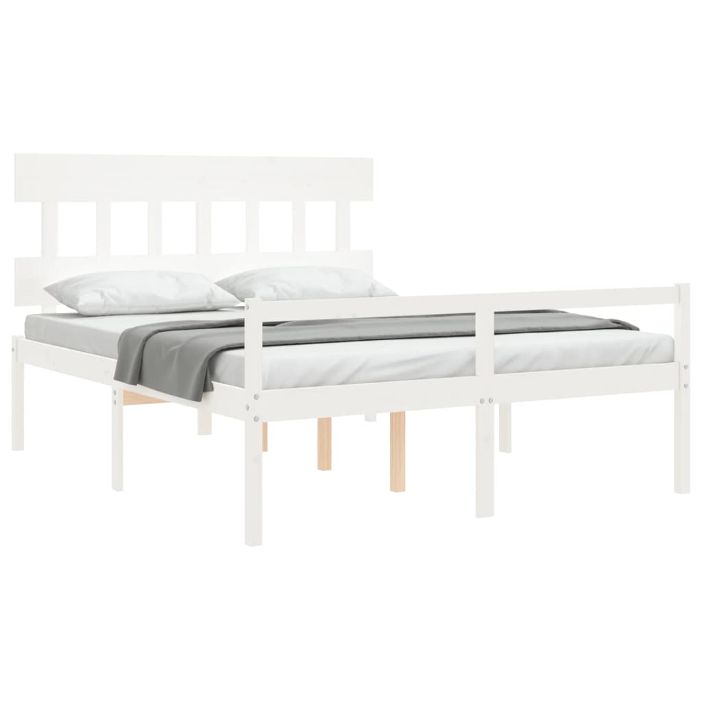 Estrutura de cama King Size com cabeceira madeira maciça branco