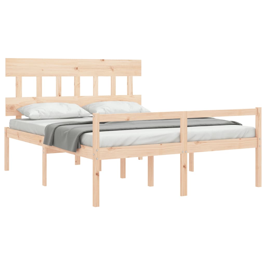 Cama para idosos com cabeceira 160x200 cm madeira maciça