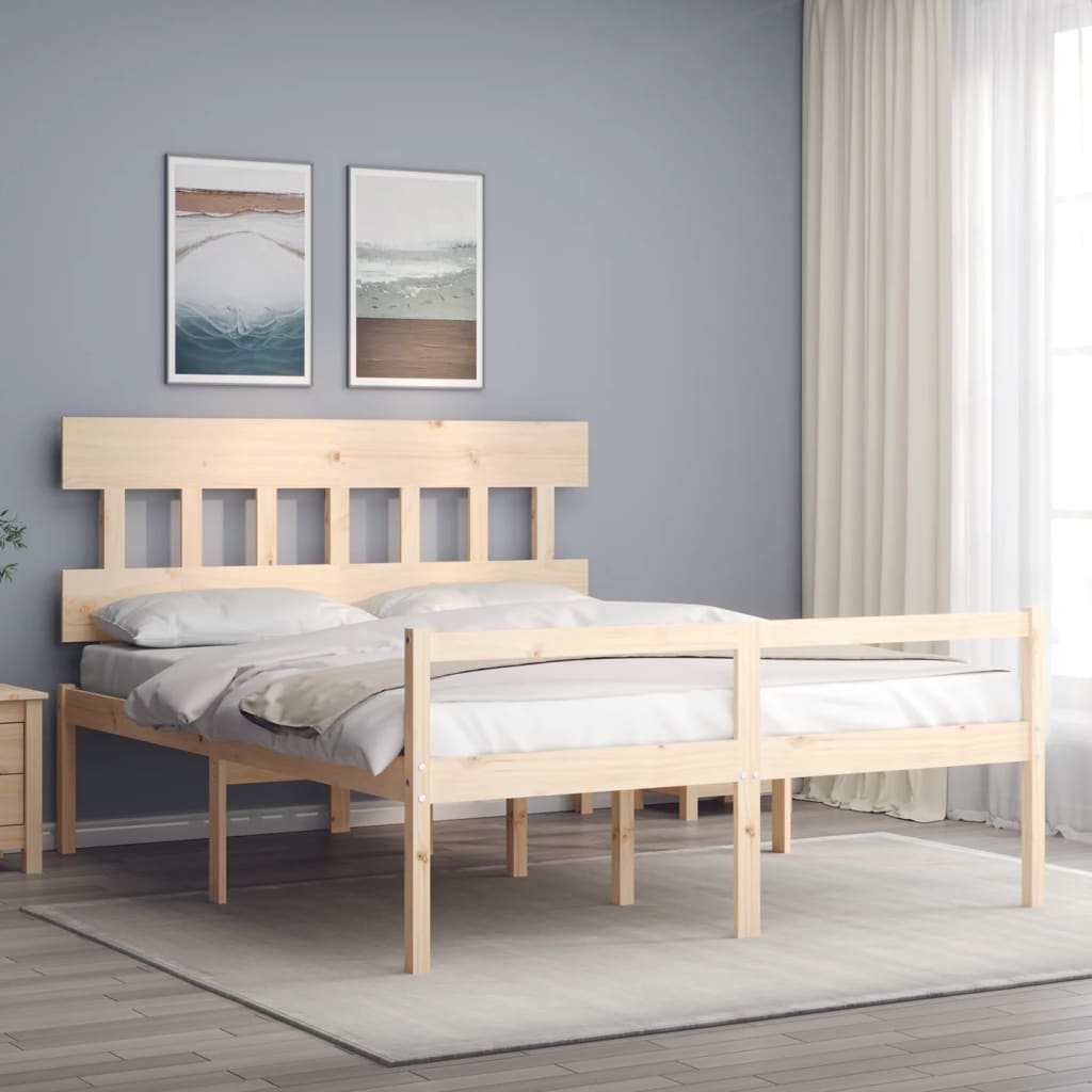 Cama para idosos com cabeceira 160x200 cm madeira maciça