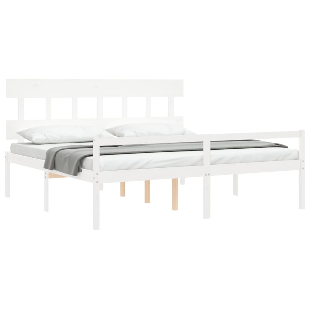 Estrutura cama Super King Size c/ cabeceira madeira branco