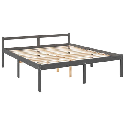 Estrutura cama Super King Size c/ cabeceira madeira cinzento