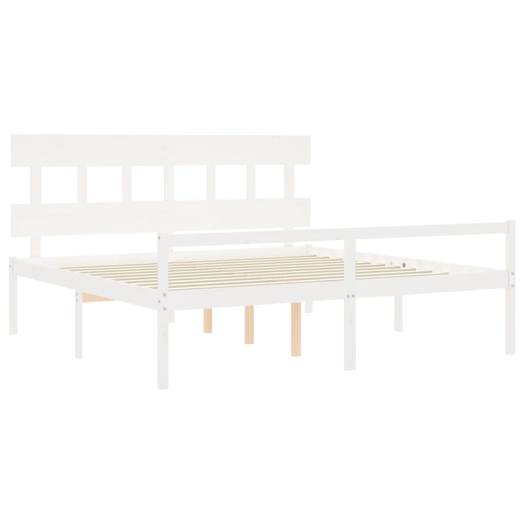 Cama para idosos com cabeceira 200x200 cm madeira maciça branco