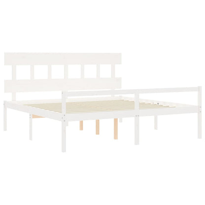 Cama para idosos com cabeceira 200x200 cm madeira maciça branco