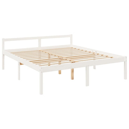 Cama para idosos com cabeceira 200x200 cm madeira maciça branco