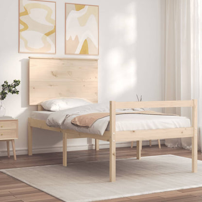 Cama para idosos de solteiro pequena + cabeceira madeira maciça