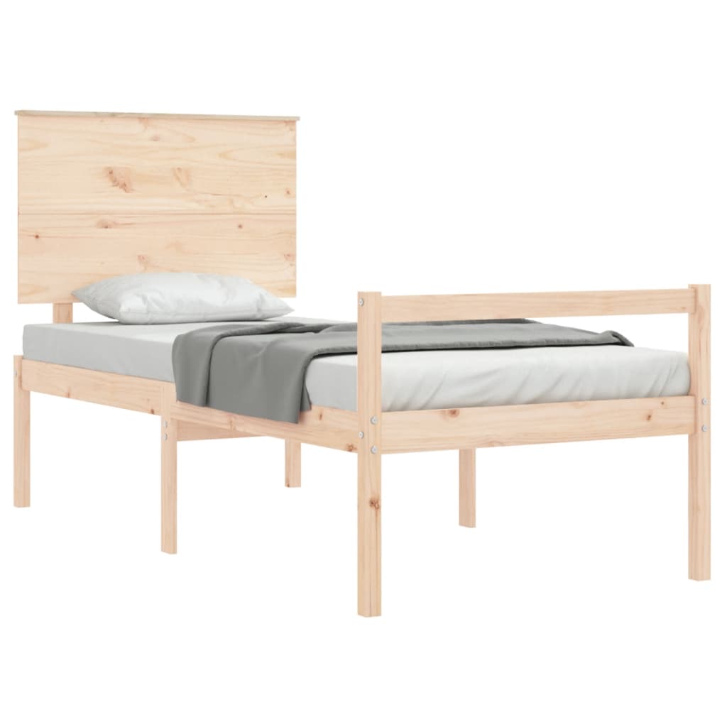 Cama para idosos de solteiro pequena + cabeceira madeira maciça