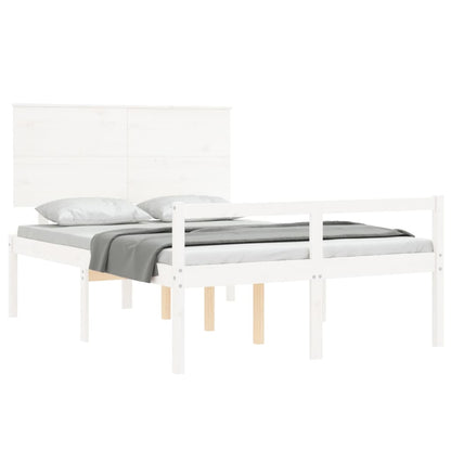 Cama de casal para idosos com cabeceira madeira maciça branco