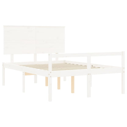 Cama de casal para idosos com cabeceira madeira maciça branco