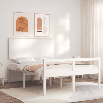 Cama de casal para idosos com cabeceira madeira maciça branco