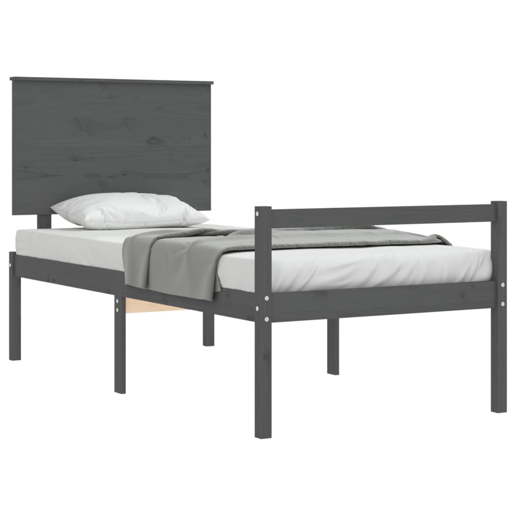 Estrutura de cama com cabeceira 100x200cm madeira maciça preto