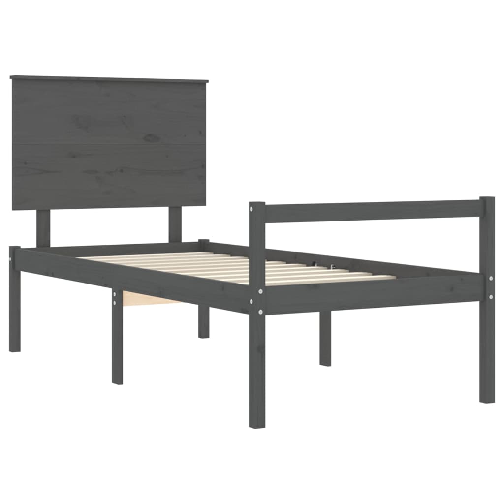 Estrutura de cama com cabeceira 100x200cm madeira maciça preto