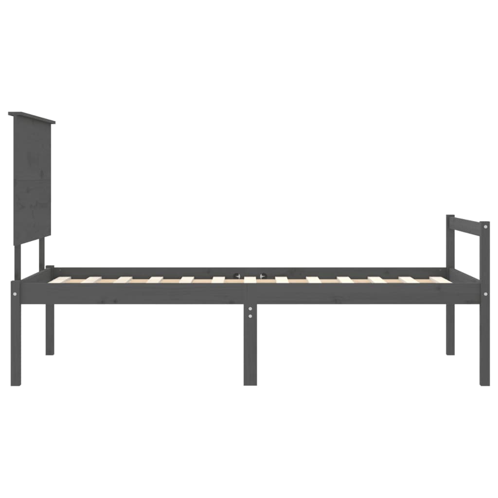 Estrutura de cama com cabeceira 100x200cm madeira maciça preto