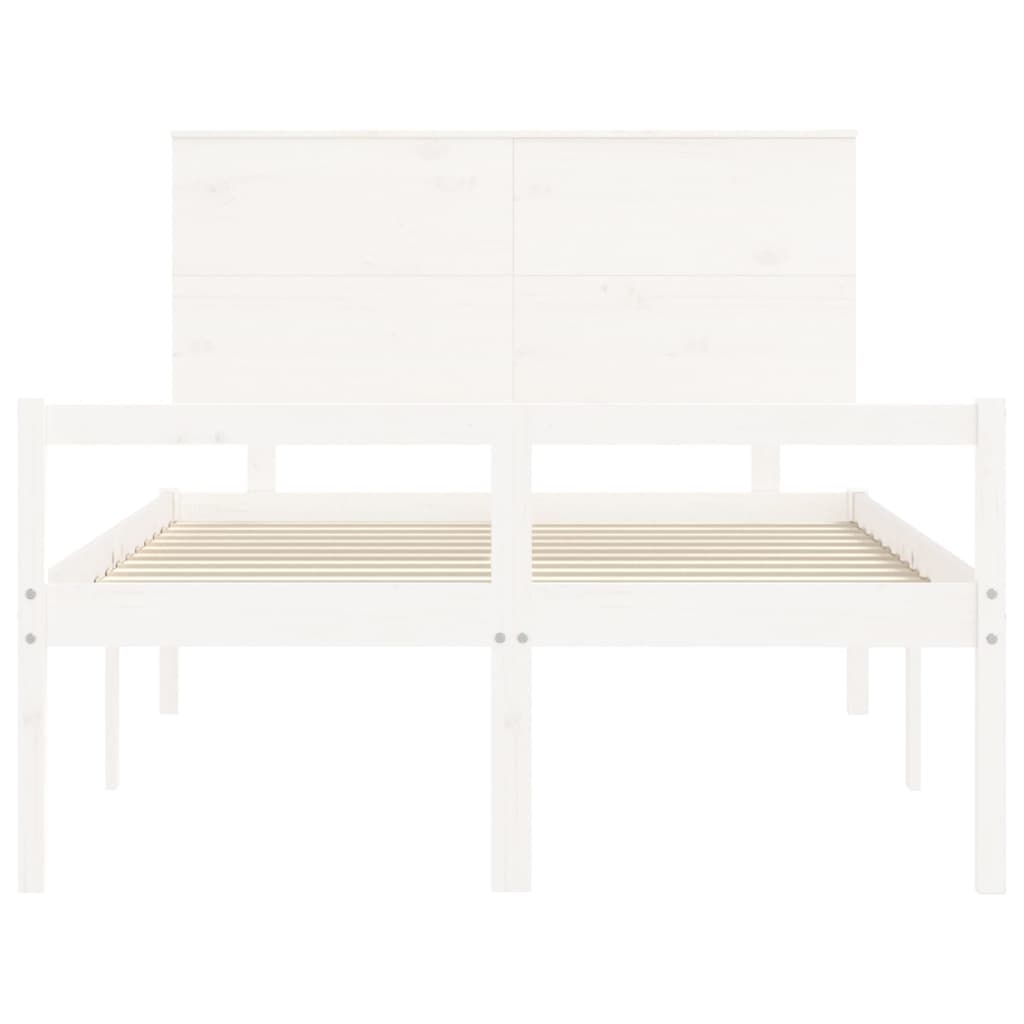 Estrutura de cama com cabeceira 120x200cm madeira maciça branco