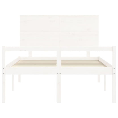 Estrutura de cama com cabeceira 120x200cm madeira maciça branco