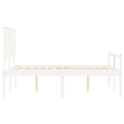 Estrutura de cama com cabeceira 120x200cm madeira maciça branco