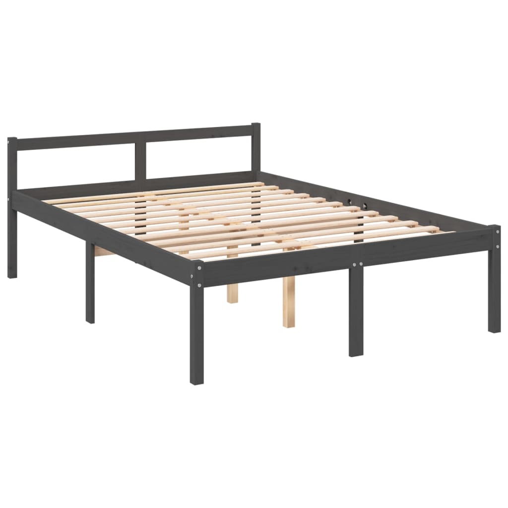 Estrutura de cama com cabeceira 120x200 cm madeira maciça cinza