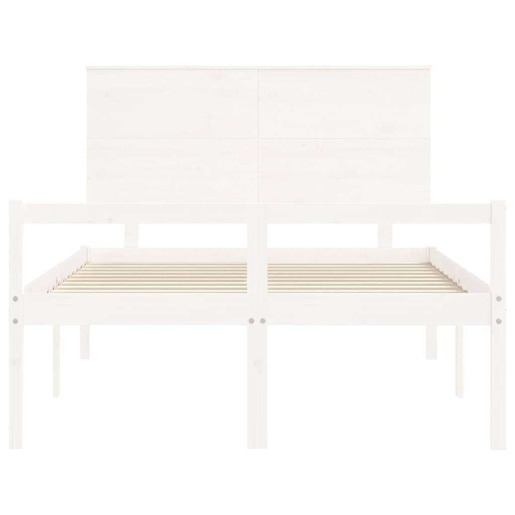 Estrutura de cama com cabeceira 140x200cm madeira maciça branco