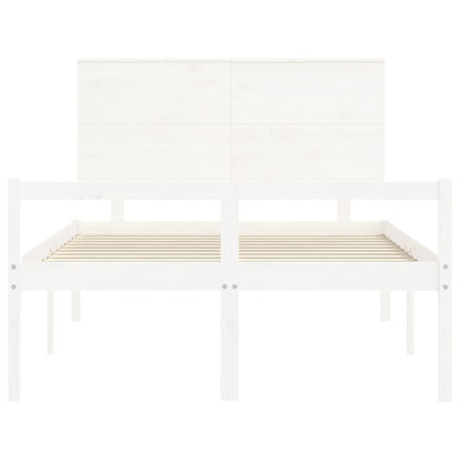 Estrutura de cama com cabeceira 140x200cm madeira maciça branco