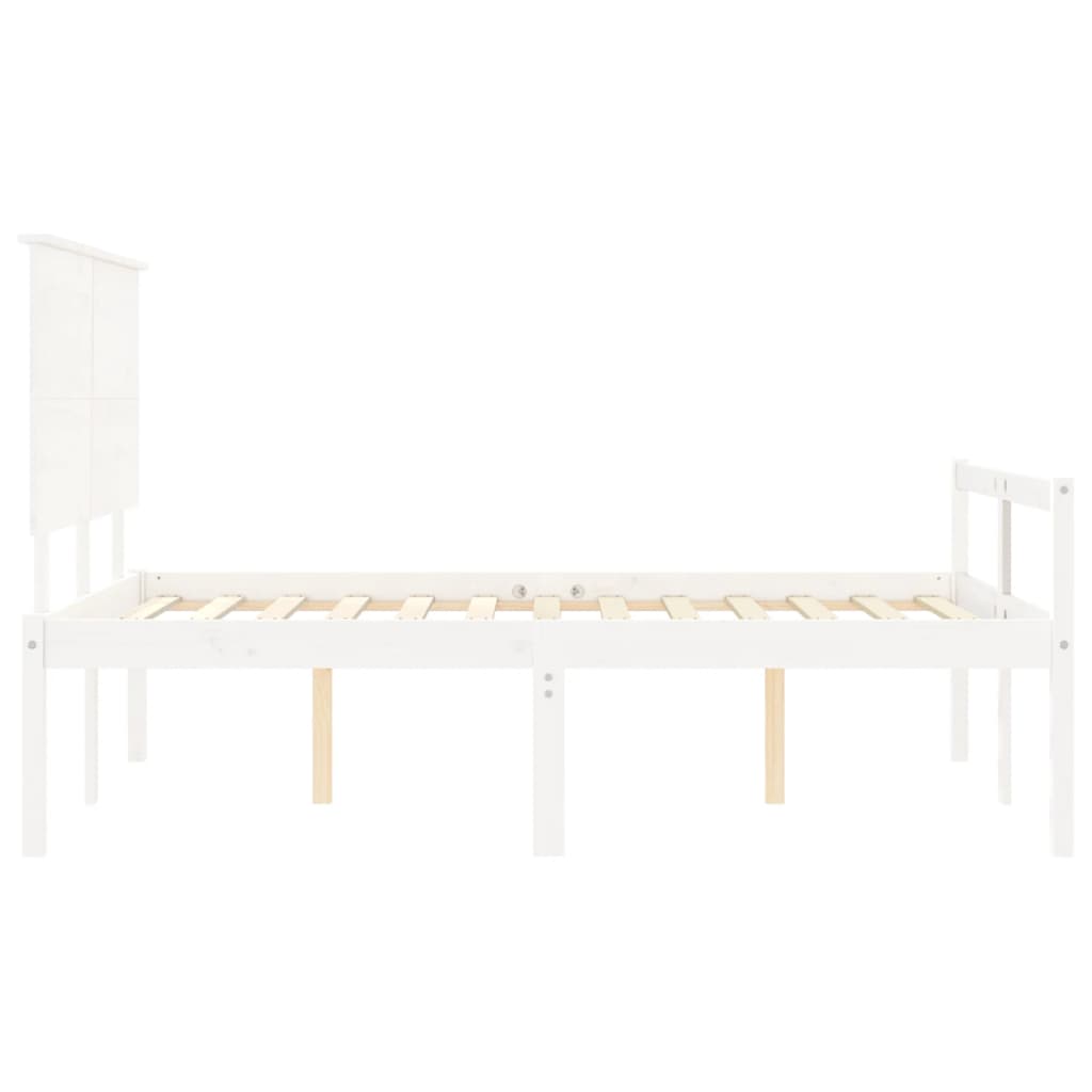 Estrutura de cama com cabeceira 140x200cm madeira maciça branco