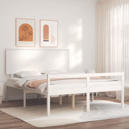 Cama para idosos king size com cabeceira madeira maciça branco