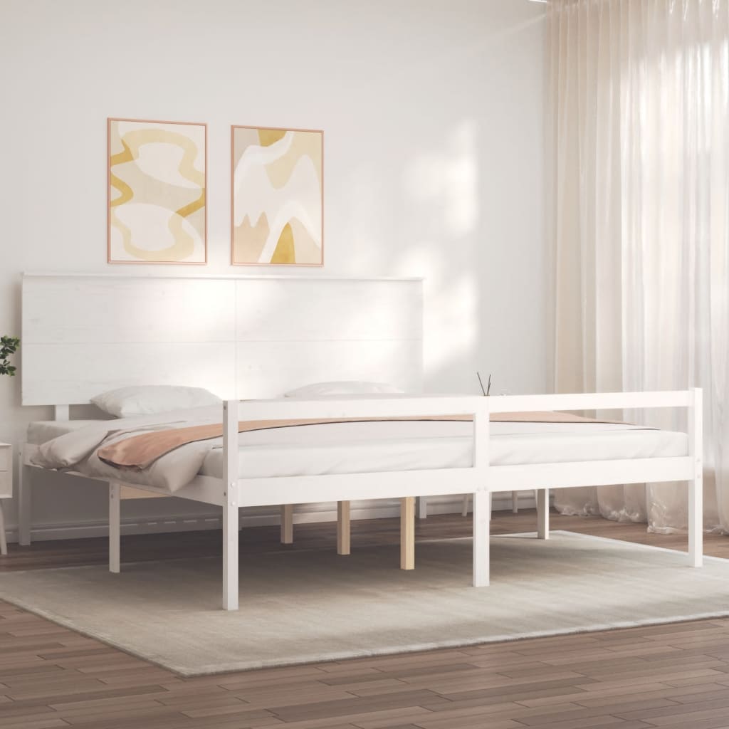 Cama idosos super king size c/ cabeceira madeira maciça branco