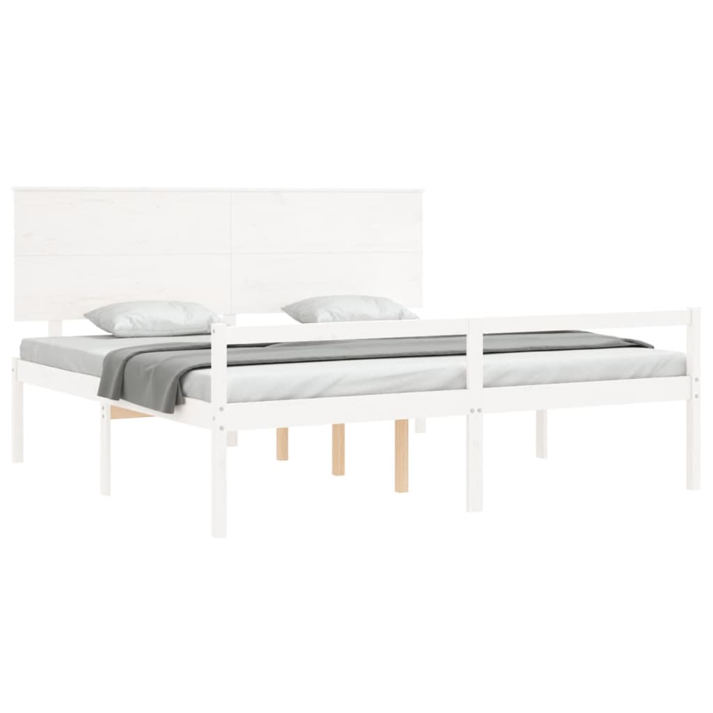 Cama idosos super king size c/ cabeceira madeira maciça branco