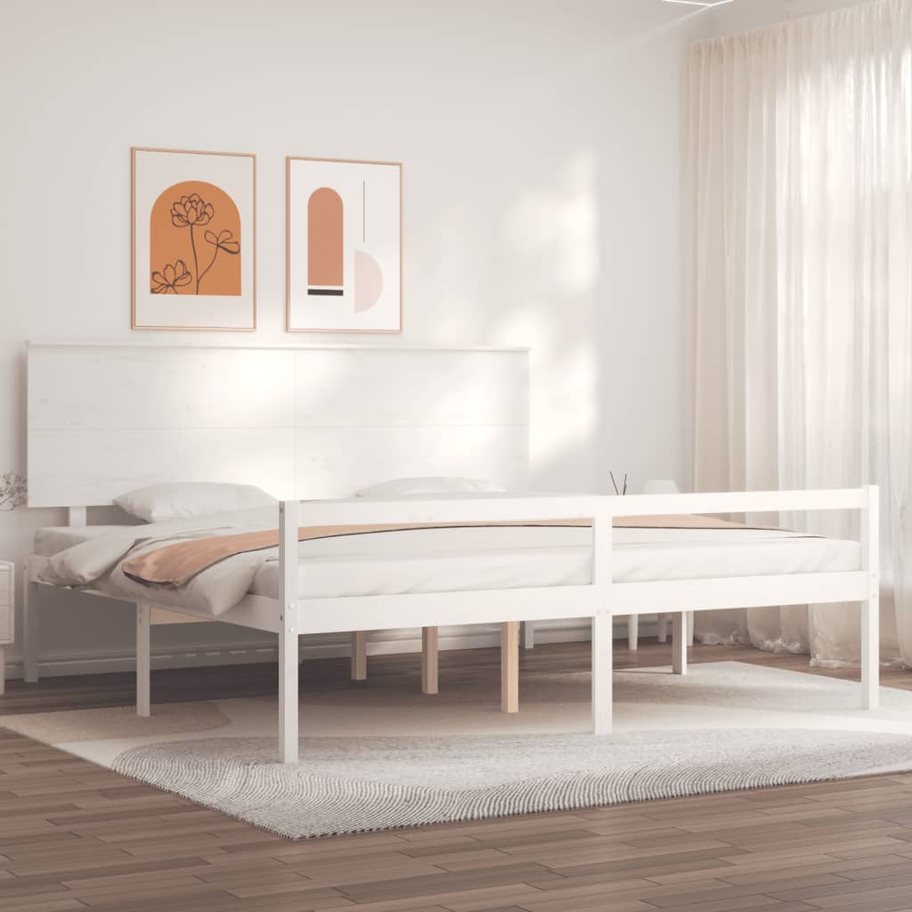 Cama idosos super king size c/ cabeceira madeira maciça branco