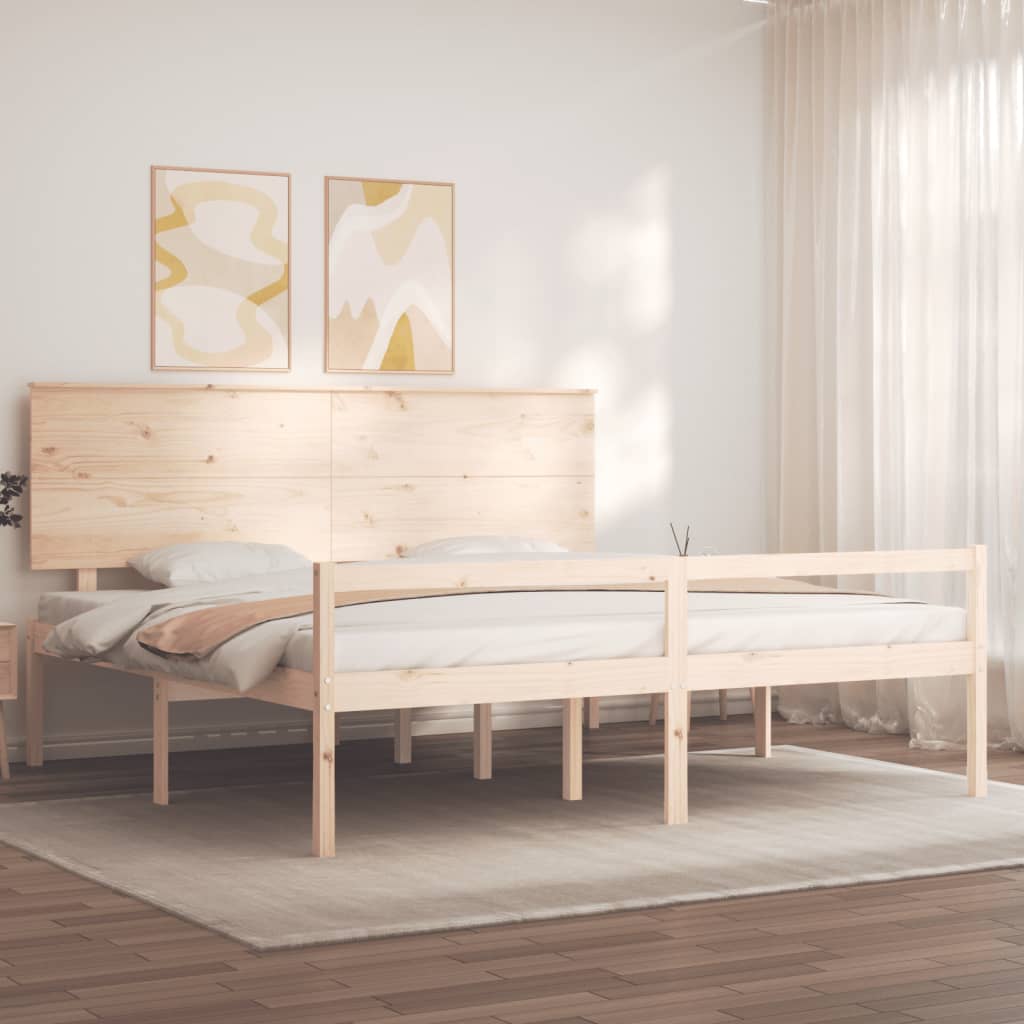 Cama para idosos com cabeceira 200x200 cm madeira maciça