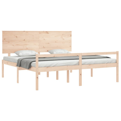 Cama para idosos com cabeceira 200x200 cm madeira maciça