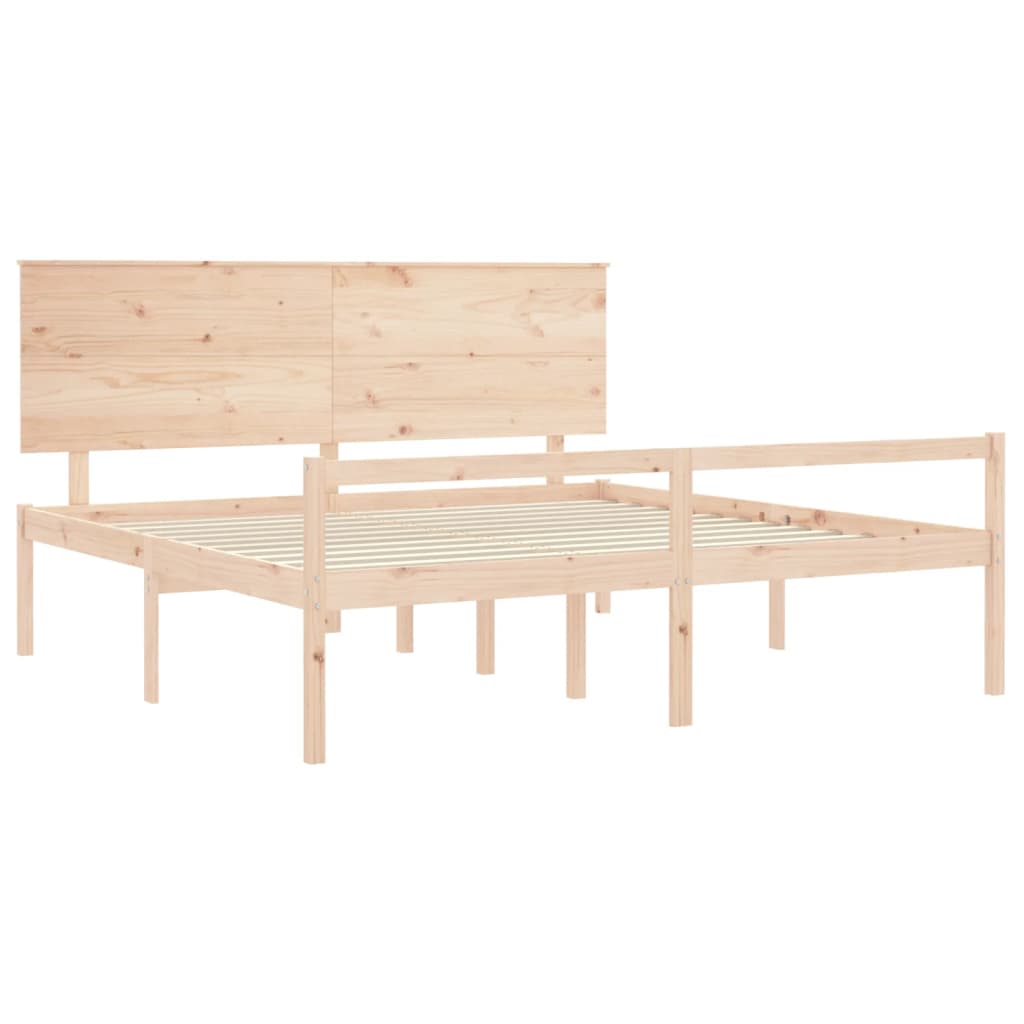 Cama para idosos com cabeceira 200x200 cm madeira maciça