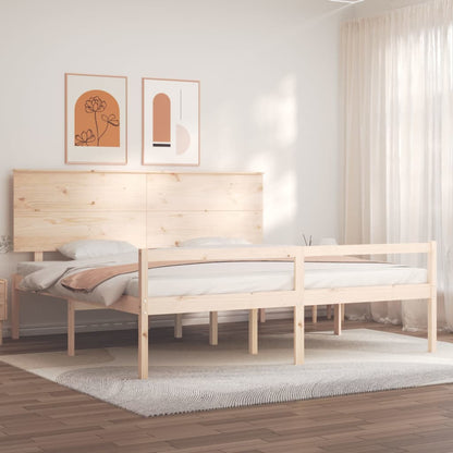 Cama para idosos com cabeceira 200x200 cm madeira maciça