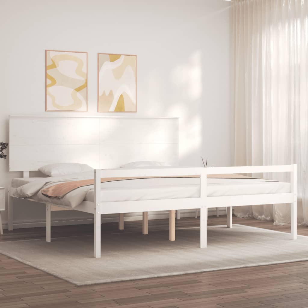 Cama para idosos com cabeceira 200x200 cm madeira maciça branco