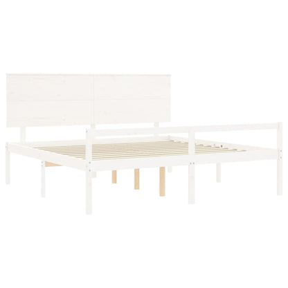 Cama para idosos com cabeceira 200x200 cm madeira maciça branco