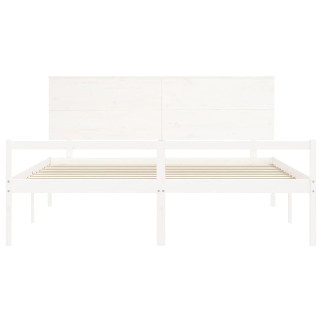 Cama para idosos com cabeceira 200x200 cm madeira maciça branco