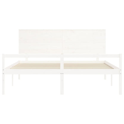 Cama para idosos com cabeceira 200x200 cm madeira maciça branco