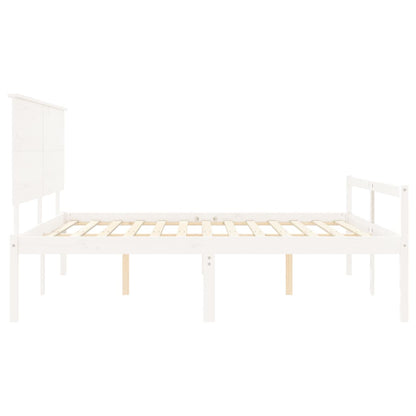 Cama para idosos com cabeceira 200x200 cm madeira maciça branco