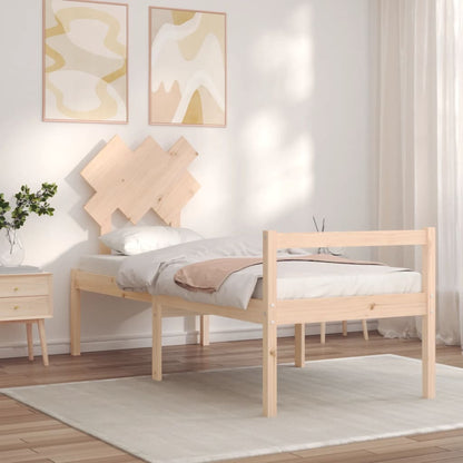 Cama para idosos de solteiro pequena + cabeceira madeira maciça