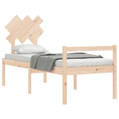 Cama para idosos de solteiro pequena + cabeceira madeira maciça