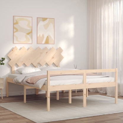 Estrutura de cama com cabeceira 140x190 cm madeira maciça