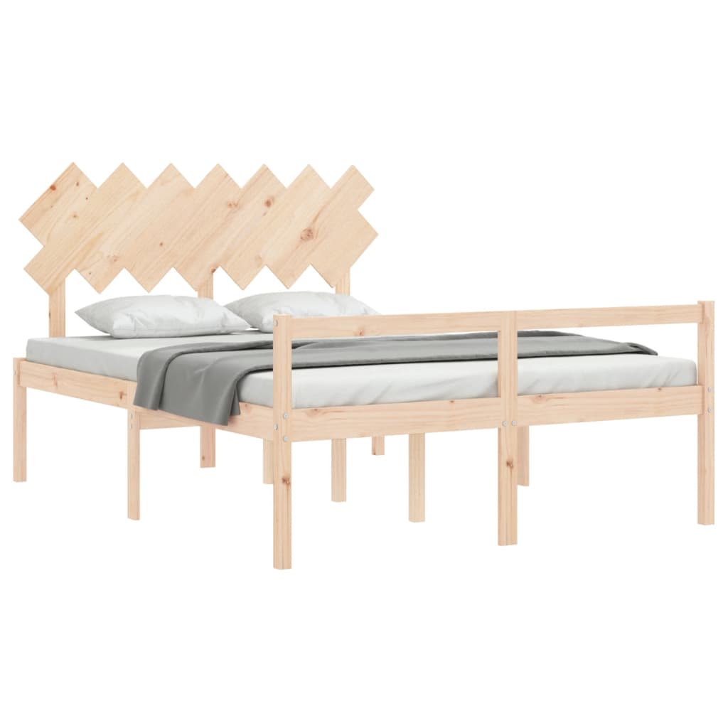 Estrutura de cama com cabeceira 140x190 cm madeira maciça