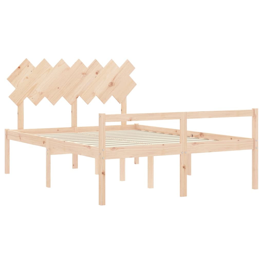 Estrutura de cama com cabeceira 140x190 cm madeira maciça